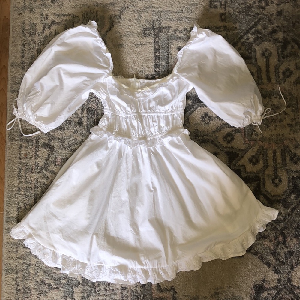 White Jackson Mini Dress Puff Sleeve Dress Dupe
